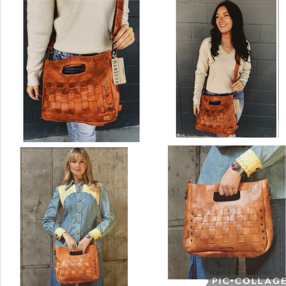 NWT Bed Stu Orchid Leather Satchel Handbag Crossbody Bag Cognac Dip Dye MSRP 280 - Picture 14 of 14